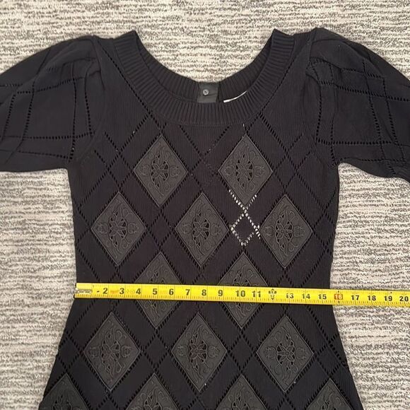 NWT LoveShackFancy KATARA KNIT BLACK MINI DRESS Large - Picture 11 of 16